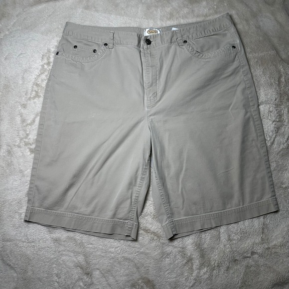Talbots Khaki Stretch Golf Shorts Relaxed Fit Casual Cotton‎ Women's Size 18 - Picture 1 of 5